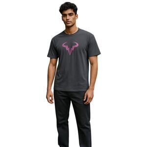 Nike Dri-FIT Rafael Nadal Bull Logo Tee Shirt Black Pink | Size M